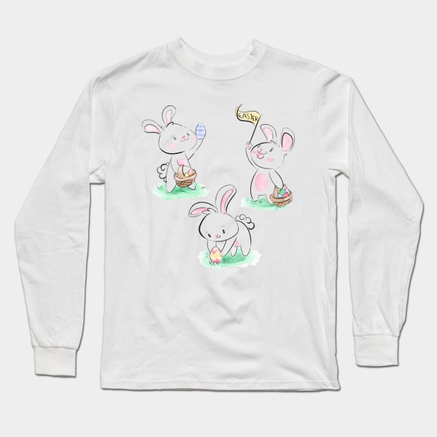 Bunny Easter Day Long Sleeve T-Shirt by Mako Design 